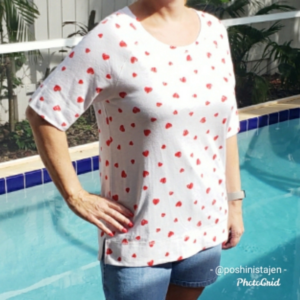 NWT Jones New York Hearts in Poppy Red Shirt